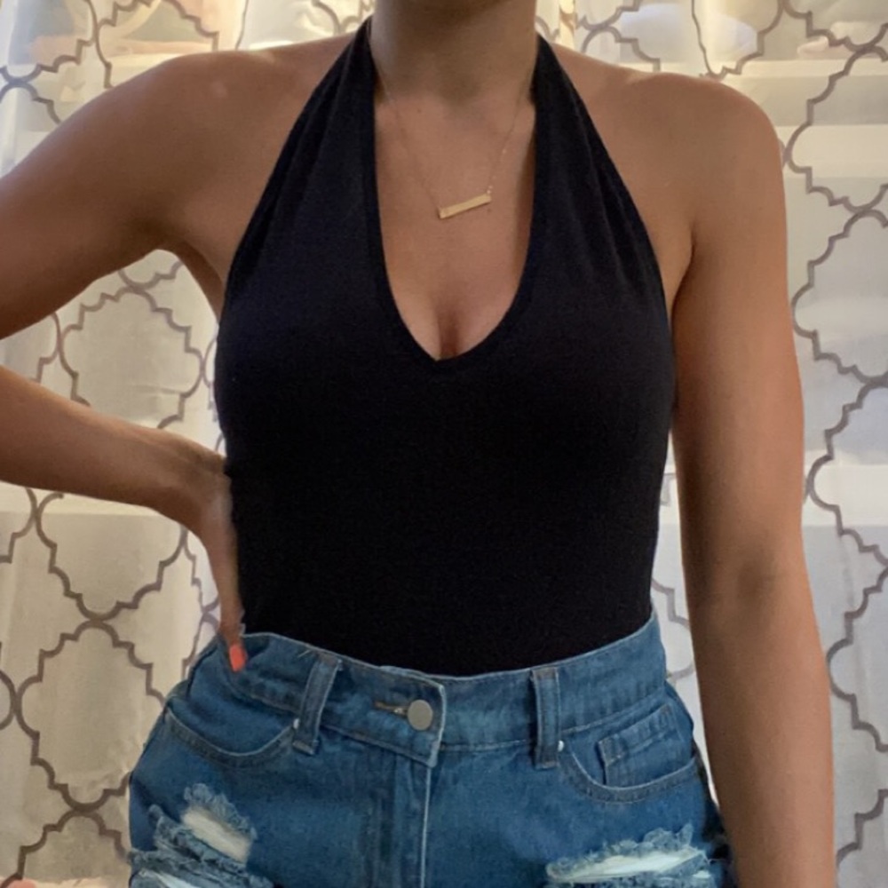 Black Halter Neck Bodysuit